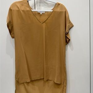 Lavender Brown Tan V-Neck Blouse